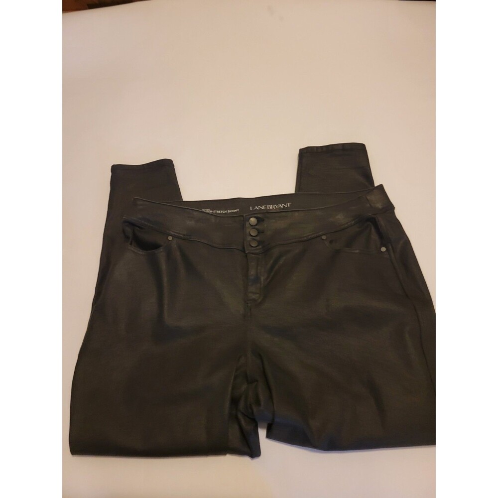 Lane Bryant Flex Magic Waistband High Rise Jeggings Women's Size 24 Black Coated
